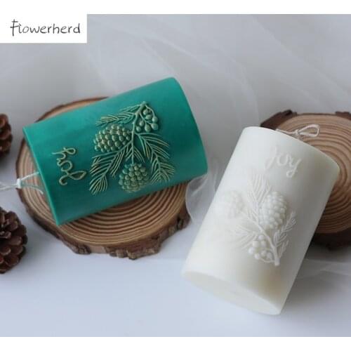 Baking Accessories Cylindrical Silicone Candle Mold Pine Cone Relief Resin Mold Candle Making Supplies Baking Accessories