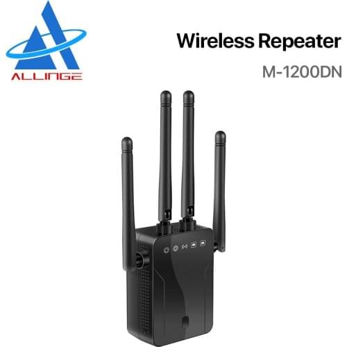 ALLINGE M-1200DN BLACK Long Range Network Signal 2.4 GHz 5.8GHz 300Mb 1200Mbps Wireless Wifi Repeater Extender Through the Wall
