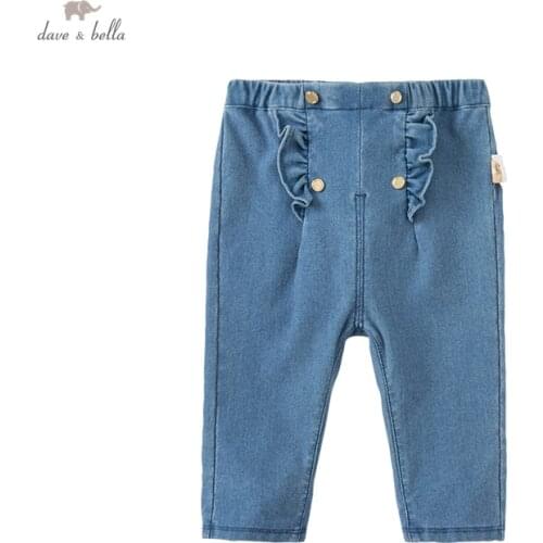 DBS18461 dave bella autumn baby girls fashion ruched pants children full length kids girl pants infant toddler trousers