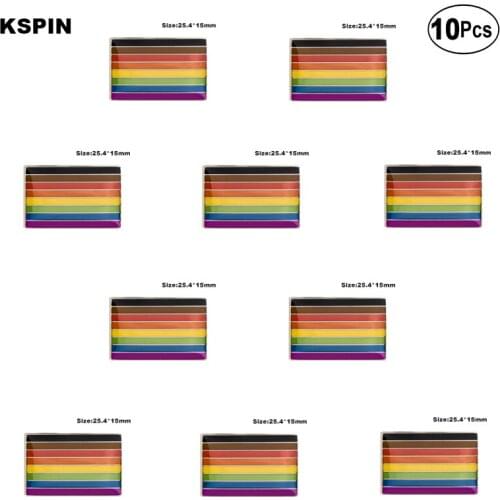 Philadelphia Phily Gay pride Flag of Rainbow Gay Pride Brown Flag Lapel Pin Flag badge Brooch Pins Badges 10Pcs a Lot
