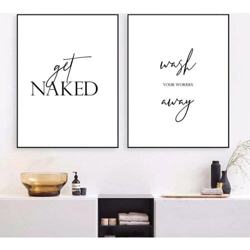 Bathroom Canvas Painting Get Naked Wash Your Worries Away Prints Minimalist Art Posters Wall Picture for Shower Room Decor TB190