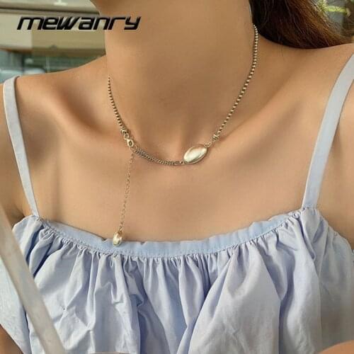 Mewanry INS Fashion 925 Sterling Silver Couples Necklace Vintage Geometric Tassel Punk Thai Silver Party Jewelry Creative Gifts