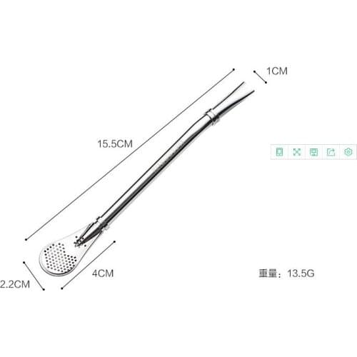 Hot sell Coffee Spoons Heat Resisting Stainless Steel Drinking Straws Tea Strainer Non Slip For Kitchen Bar Supplies