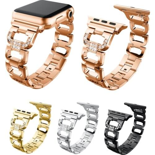 Luxury Rhinestones Metal Strap for Apple Watch Series 3 2 1 Band Stainless Steel Bracelet Diamond Wristband for iWatch 38mm 42mm