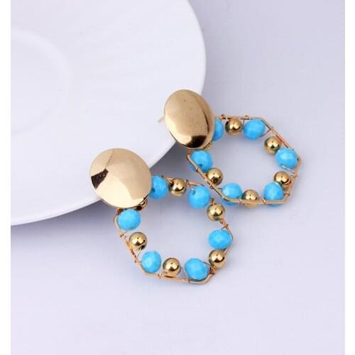 Fashion Crystal beaded Hoop Earrings gold Unique Statement Boho Dangle Hoops Earrings For Women Girls Jewelry Gifts 2020 New