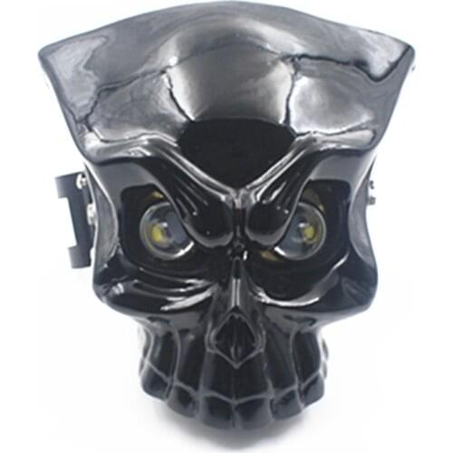Motorcycle LED Skull Headlight Head Light Lamp Universal W/43-46mm Fork Mount Bracket Custom For Harley Honda Yamaha Suzuki BMW