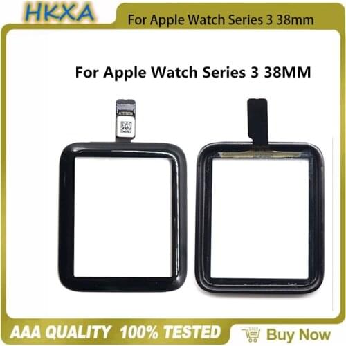 100%Black Front Glass For Apple Watch Series 3 38mm 42mm iWatch Touch Screen Digitizer Outer Glass Panel