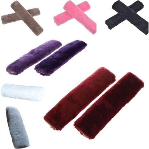 Plush Car Seat Belt Shoulder Pads Cover Winter Fluffy Harness Seat Belt Seat Covers Car Styling purple