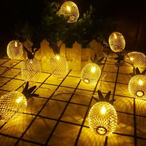 3M LED Iron Pineapple Lamp Fairy Garland Battery Powered Twinkle Lights String Girl Bedroom Christmas Party Wedding Decoration