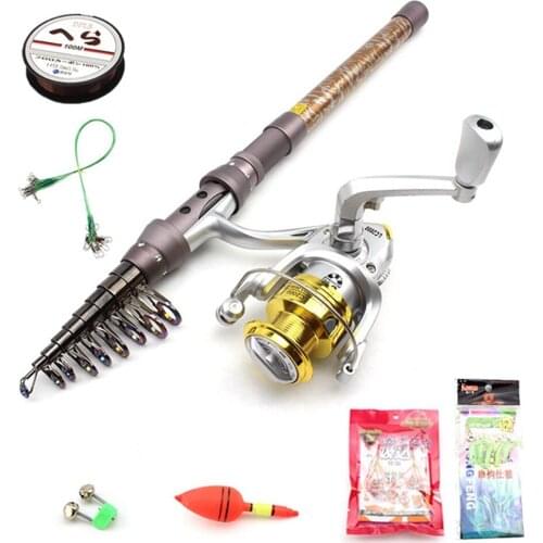 Carbon 1.8M-3.6M Telescopic Rod and 8BB Reel Set Fishing Rod Carp Spinning fishing fish tool Tackle sea spinning rods