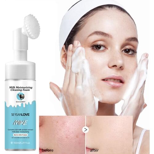 Milk Moisturizing Amino Acid Cleansing Foam Cleansing Mousse Scrub Cleanser Acne Oil Control Shrink Pores Skin Care Product