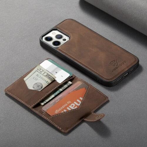 For iPhone 13 11 12 Pro Max Mini XS XR 7 8 Plus Vintage PU Leather Case+Detachable Card Slot Wallet Magnetic Stand Cover