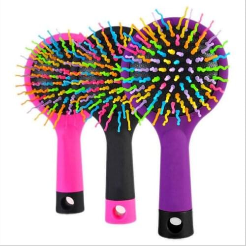 2019 Real Kammen Magic Hair Comb Brush Rainbow Volume Styling Tools Anti Tangle Anti-static Head Massager Hairbrush With Mirror