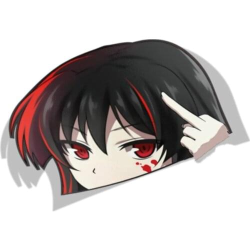 13cm X 9cm Funny Graphics 3D for Akame Ga Kill BIG HEAD Anime Cute Car Stickers Auto Laptop Bumper Decals Vinyl Car Wrap