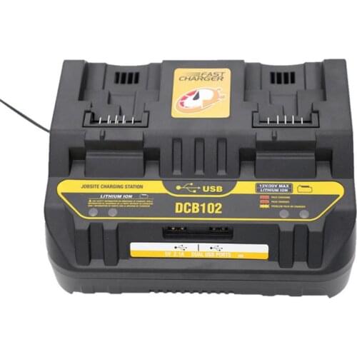 DCB102 Li-ion Battery Charger Rapid 2 Slide Port 4A Charging Current USB 2A Out DCB200 DCB140 For Dewalt 14.4V 18V Lithium Tool