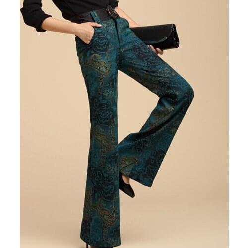 Autumn Spring Women Patchwork Colored Pattern Wide Leg Trousers , Fall 3XL xxl High Waisted Fall Painted Pants For Woman