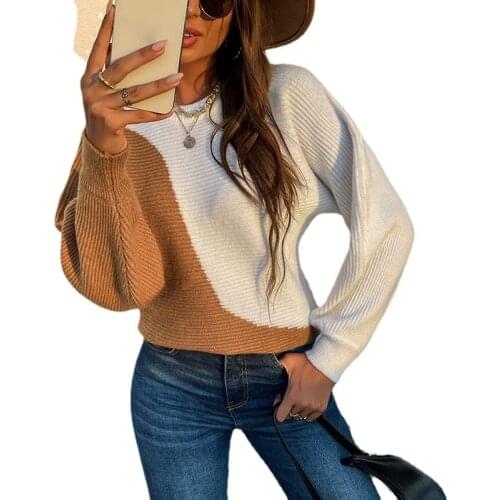Women Sweater Autumn Winter Pullover Femme O-Neck Color Sweaters Women Loose Pull Femme