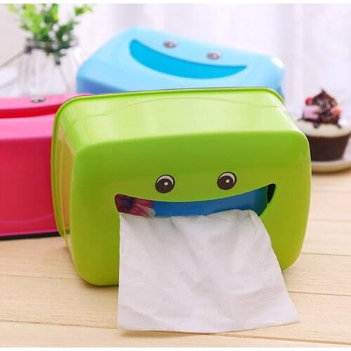 1Pcs Cute PP Smile Face Tissue Holder Case Wet Tissue Napkin Box Baby Wipes Storage Case Home Room Storage Organizer