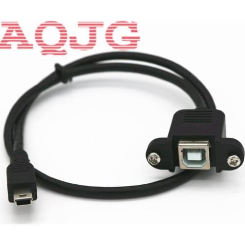 10Pcs New 50cm USB 2.0 B Female socket Printer Panel Mount to USB MINI B 5 pin male cable 30CM High quality AQJG Wholesale