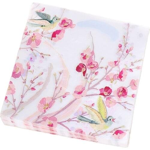 20Pcs/lot Decoupage Servilletas Paper Table Tissues Napkins Creative Pink Flower Handkerchief Wedding Dinner Paper Towels Decor