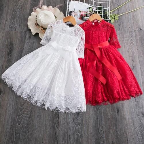 2020 Sale Kids Girls Dress Elegant Wedding Flower Girl Dress Princess Party Pageant Formal Evening Dresses Lace Tulle 3 7 8 Year