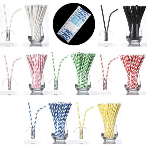 25pcs Environmental Protection Drinking Paper Straws Bendable Eco-friendly Degradable Barware Birthday Party Creative Supplies