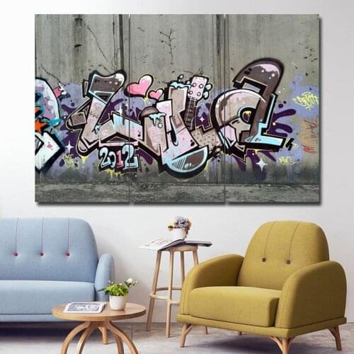 3PCS decorative Oil painting graffiti war art canvas painting poster and printed canvas for living room decoration painting