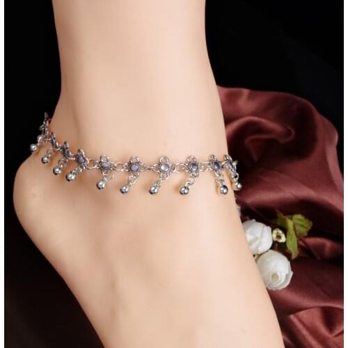 Bohemia Tassel Anklet Vintage Flower Chain Anklet Bracelet Bead Womens Jewelry Fashion Bracelet Accessory