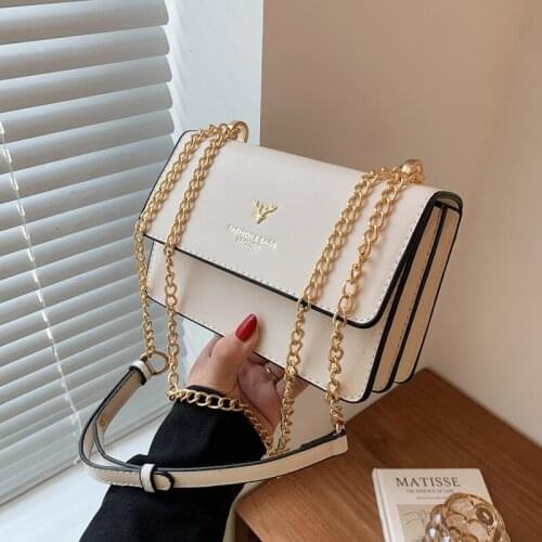 Brand Designer PU Leather Messenger Bag Women 2021 Solid Color Chain Shoulder Bag Women High End Luxury Small Square Bag Handbag
