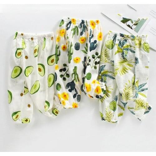 New Girl Pants Soft Elastic Floral Printed Kids Clothes Girls Cotton Pants Trousers 1- 6 Years Children Trousers Summer Clothes