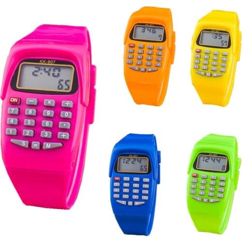 Fashion Calculator Led Digital Watches Children Watches Silicone Band Electronic Wristwatches Kids Mini Portable Calculators