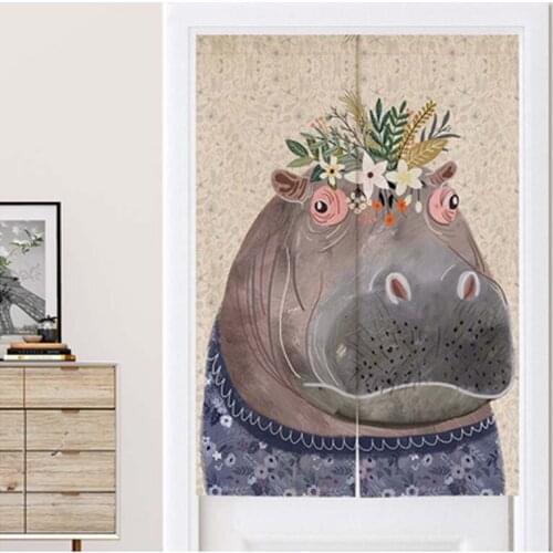 Cartoon Animal Decorative Kitchen Anti-smoke Door Partition Curtain Hotel Restaurant Bathroom Toilet Screens Home Bedroom Cloth