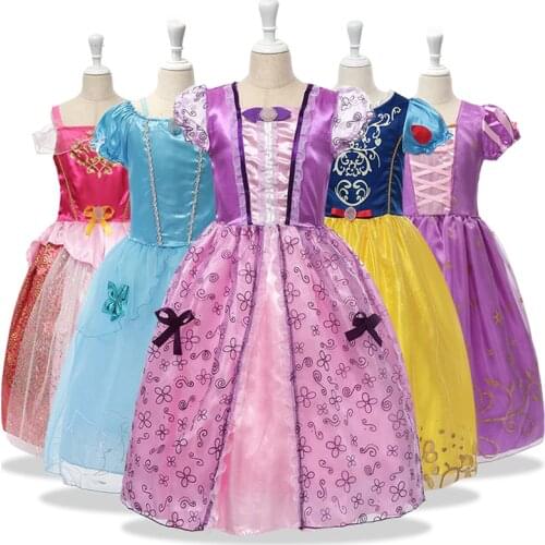 Girls Rapunzel Dress Princess Costume for Girl Kids Cosplay Sofia Vestidos Gown Children Birthday Party Clothing 2-8 Yrs