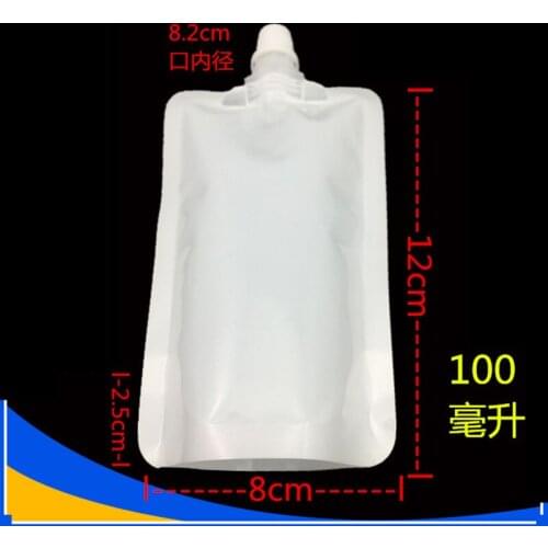 DHL 8*12cm 100ml 1000Pcs/ Lot White Empty Stand Up Spout Bag Storage Doypack Spout PE Plastic Packing Pouch Jelly Juice Pocket