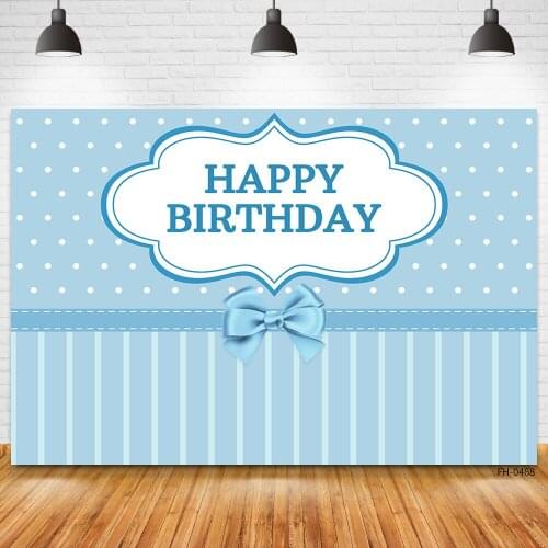 Happy Birthday Background For Photography Newborn Baby Shower Girls Children Shoot Studio Photo Backdrop Blue Stripe Decor Props