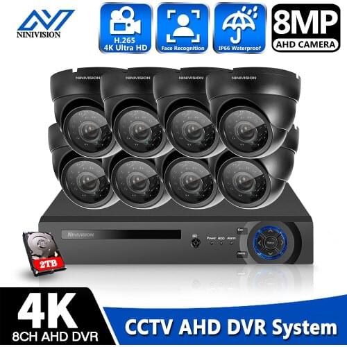 H.265+ 4K 8CH AHD DVR Cameras System HD 8MP SONY IP66 Waterprof In/outdoor Security Camera kit Video Surveillance Set 2T Xmeye