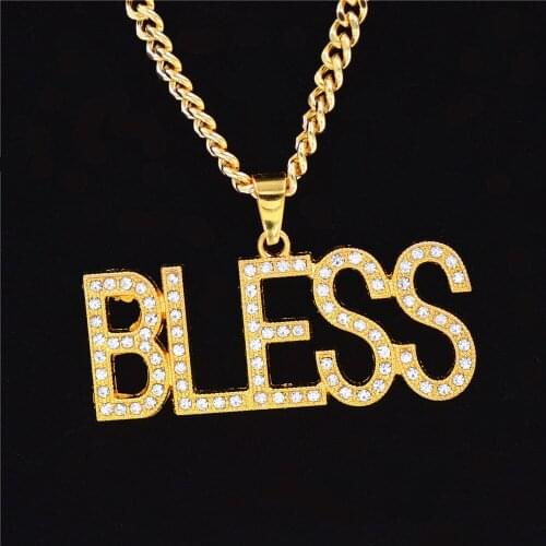 2021 2020Hip Hop Club Performance Bar Hip Hop Hip Hop Dance Necklace Bless Pendant Crystal Pendant Pendants Locket Necklace Jewe