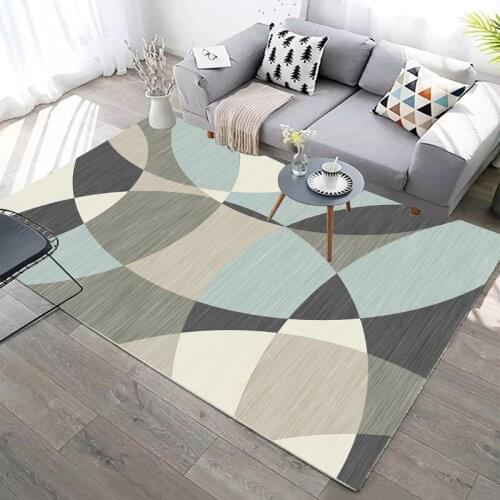 Living room carpet bedroom bedside carpet Nordic simple geometric crystal velvet printing mat