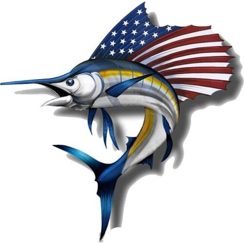 Creative American Fishing Marlin Car Stickers PVC Personality Auto Motorcycle Decorative Waterproof Decals 13cm*13cm