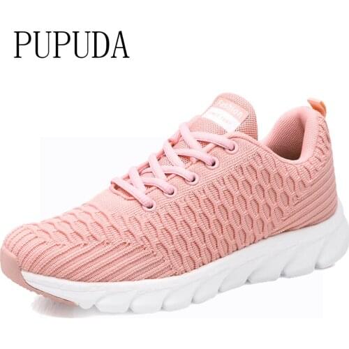 PUPUDA Fashion Sport Shoes For Women Tennis Shoes 2021 Lace-Up Mesh New Flat Sneakers Women Casual Shoes Calzado Deportivo Mujer