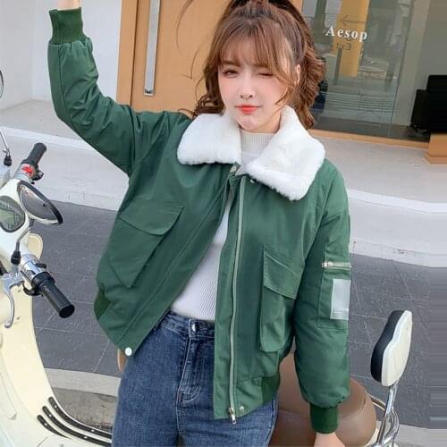 Autumn Winter Jacket Womens Short Outerwear Warm Wool Bomber Jacket Korea Ladies Coat Casual Harajuku Streetwear Female Coat