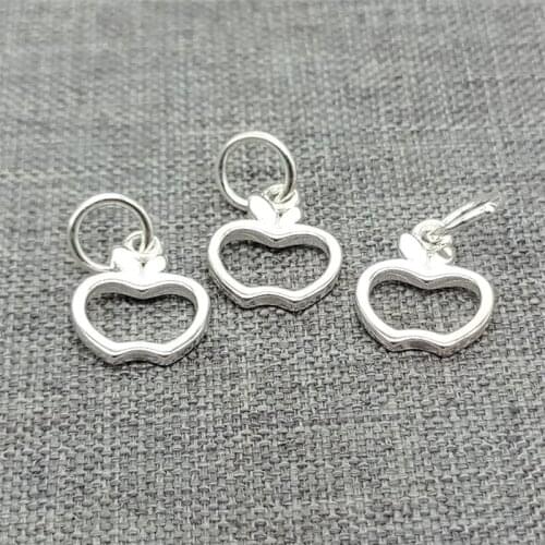 10 Pieces of 925 Sterling Silver Small Hollow Apple Charms for Bracelet Necklace