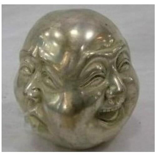 Metal Crafts tibetan silver 4 faces buddha head statue Tibet Silver bronze