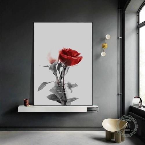 Nordic Rose Leaves Flower Wall Art Poster Vintage Black White Canvas Painting Scandinavian Pictures for Living Room Home Decor