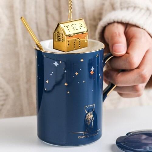 Creative Mugs Coffee Cups Ceramic Cute Bone China Mug Insulated Mug with Lid Mugs Coffee Cups Tazas De Cafe Drinkware BB50