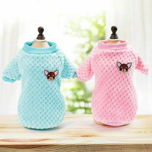 New Pet Clothes Dog Cat Knitted Sweater Winter Apparel Puppy Kitten For Chihuahua Soft Coral Fleece Pure Color Costume