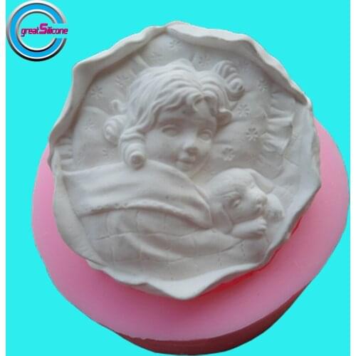 Great-Mold Lovely Girl Soap Silicone Mold Round Soap Molds DIY Silicone Soap Moulds