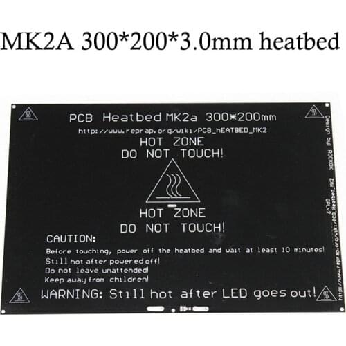 12V/24V RepRap MK2A 300*200*3.0mm Heatbed Ramps 1.4 PCB Aluminum Hotbed Heated Bed For MK2a 3D Printer Parts on Linear guide