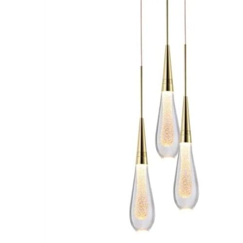 Luxurious Waterdrop Crystal Led Pendant Light For Stair Dining Room Bar Living Room Drop Lamp 80-265v 1496