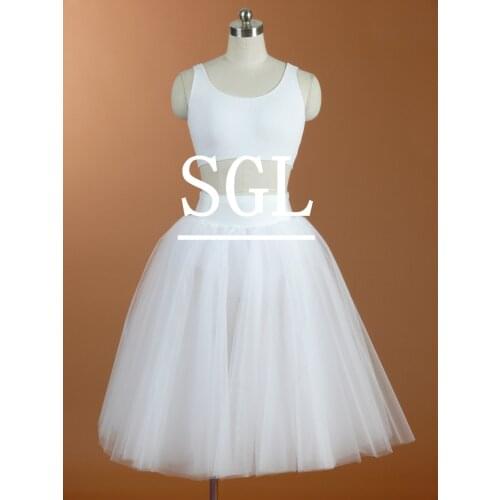 Retail White Ballet Long Half Tutu With Pants Child/Adult Size 5 Layers Soft Tulle Skirt Dance Rehearsal Costumes AH1019